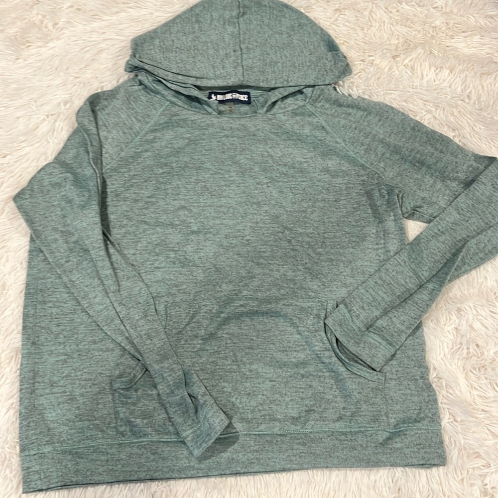 Ink Love and Peace Light Green Long Sleeve Hooded Shirt - | Size M